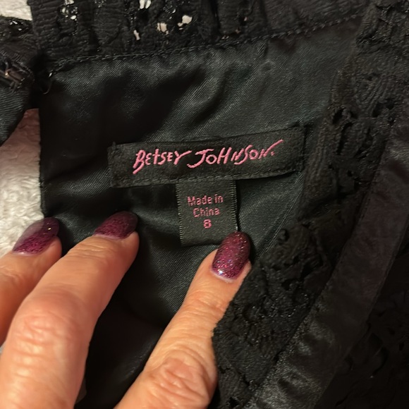 Betsey Johnson black lace and ribbon Babydoll dress. Sz 8. - Picture 13 of 17